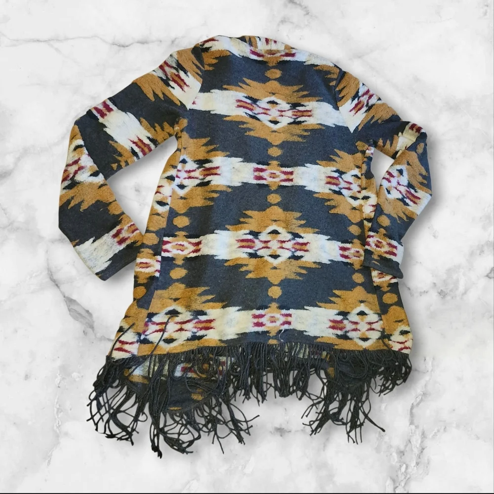 Lucky Brand Aztec Western Fringe Cardigan - Picture 2 of 5